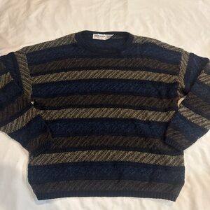 New Era Men's Multicolored Striped Sweater - Blue and Brown